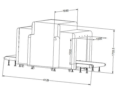 LD-100100D雙視角X光安檢機(jī)尺寸