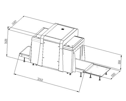 LD-10080D雙視角通道式X光安檢機(jī)尺寸